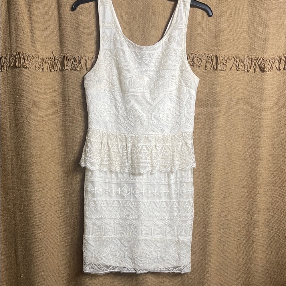 American Eagle Outfitters White Peplum Mini Dress